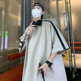 24.79Aidase Summer High Street Men and Women Trendy Hip Hop Personality Stripe Round Neck Short Sleeve Couple Loose Casual Simple Top y2k aidase-shop