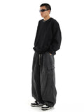 Aidase Big Pockets Patchwork Cargo Pants Men Vintage Y2k Distressed Elastic Waist Baggy Jeans Casual Skater Oversize Pants