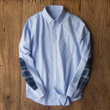 AIDASE  -  Sleeve Patch Washed Grain Woven Cotton Long Sleeve Shirt Men's Daily Tooling Retro Trend Youth Thin Coat aidase-shop