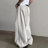 AIDASE  -  Men Wide Leg Pants Solid Color Button Joggers Loose Casual Straight Trousers Men Streetwear Korean Style Male Long Pants aidase-shop