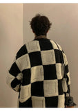 Winter Korean Fashion Mens Pullovers Checkerboard Plaid Sweater Thick Warm Cashmere Sweater Men Luxury Patchwork Pull Homme aidase-shop