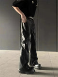 AIDASE  -  American Retro High-End PU Leather Casual Pants Men's Niche Design Loose Wide Leg Versatile Long Trousers aidase-shop