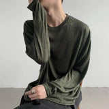 AIDASE  -  Autumn New Men's Solid Color Long-Sleeved T-Shirt American Retro Fashion Trend Casual Simple Loose Breathable Niche Men's Tops aidase-shop