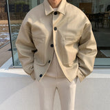 Aidase Men's Thickened Autumn New PU Leather Clothing Trend Handsome Loose Korean New Single Breast Coat Short Clothes aidase-shop