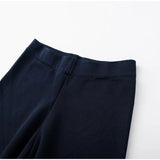 AIDASE  -  Ruffle Top Pant Sets Women Elegant Dark Blue O-neck Sleeveless Top High Waist Wide Leg Pants Female Suit 2025 Chic Lady Outfits aidase-shop