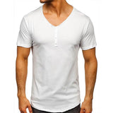 AIDASE  -  V-Ne ort Sve Men's T-irt Slim Fit Casual Daily Wear Youth Faion Basic  Color Top for Men aidase-shop