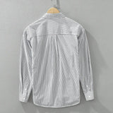 Aidase Stylish Vertical Striped Patchwork Cotton Shirt for Men Spring Long Sleeve Blouse for Youth Male Handsome Cool Casual Loose Tops aidase-shop