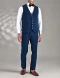 AIDASE  -  Men's Suit 3 Pieces Navy Blazer Vest Pants One Button Sequins Sheer Satin Lapel Business Wedding Groom Tailored Costume Homme aidase-shop