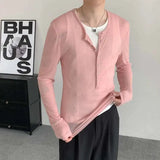 AIDASE  -  Summer Fashion Trendy Elastic Slim Fit Design Long Sleeved 2025 Korea Fashion Round Neck Luxury Male Tops aidase-shop