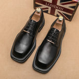 58.1Aidase New Men Square Toe Patent Black White Leather Loafers Male Platform Dress Shoes Vintage Chunky Heel Party Shoes Men Formal Shoes aidase-shop