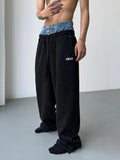 Aidase Hip Hop Grey Sweatpants Sports Pants Button Jean Elastic Waist Pants Loose Trousers Y2K Casual Sportwear Pants Joggers aidase-shop
