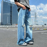 AIDASE  -  Male Ripped Jeans American Style Loose Straight Wide-Leg Floor-Length Denim Pants 2025 New Fashion Casual Clothing 21E6754 aidase-shop