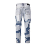 Aidase Streetwear Swag Style Blue Frayed Jeans Pants for Men Retro Washed Ripped Casual Tapered Denim Trousers Slim Fit Y2k Jean Male aidase-shop