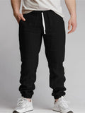 AIDASE  -  Sports Breathable Loose Drawstring Trousers For Men Spring Summer Daily Casual Solid Color Linen Pants Mens Leisure Linen Pants aidase-shop