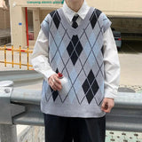 AIDASE  -  Men's Casual Knitted Sweater Vest Hot Sale Of The Season Diamond Grid Style Sleeveless Fashion College Trend Knitwear from Mainl aidase-shop