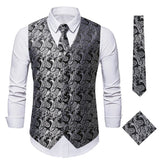 AIDASE  -  Men's Paisley Floral Embroidered Vest Suit Waistcoat with Tie New Autumn Fashion European Size Business Formal Dress aidase-shop