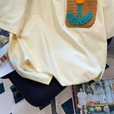 Aidase Personalized Tulip Graphic Embroidery Polo Short Sleeved T-shirt for Men and Women Summer Loose Retro Loose Casual Y2k Harajuku aidase-shop