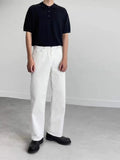 AIDASE  -  Spring Autumn Pure White Loose Straight Leg Jeans Waed Vintage Extended Men Simple Slimming Long Pants Hong Kong Sle aidase-shop
