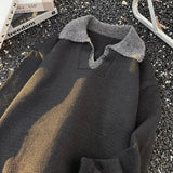 AIDASE  -  Spring Autumn New Casual Mens Sweater Polo Shirts Long Sleeve Patchwork Turn-down Collar Jumper Tops Men Knitting Sweaters aidase-shop
