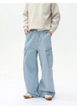 AIDASE  -  Men's Casual Trendy Basic Daily Loose Camouflage Wide Leg Straight Multi Pockets Denim Trousers American New Fashion Jeans Pants aidase-shop