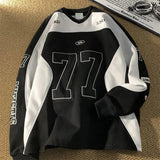 AIDASE  -  American Retro Motorcycle Long Sleeved Shirt Men Women Autumn Street Cool Patchwork Sports Basketball Ice Hockey Suit Sweatshirt aidase-shop