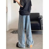 AIDASE  -  Hong Kong Style Wide-leg Jeans for Men in Spring Autumn New Style Loose-fitting Trendy Pants aidase-shop