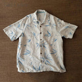 AIDASE  -  New Chinese Breathable Sweat-absorbing Cotton Linen Japanese American Retro Bamboo Leaf Cuban Collar Shirt Ethnic Style Top aidase-shop