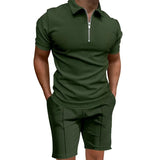 AIDASE  -  Men's Summer Suits Solid Color Waffle Lapel Slim-fit Short Sleevett-shirt Casual Fashion Men's Clothing aidase-shop