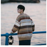 AIDASE  -  Ethnic Style Sweater Men's Winter Korean Retro High-end High Street Striped Knit Sweater Oversized Casual Pullover Thread Jacket aidase-shop