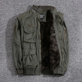 Aidase Autumn Winter Multi-pocket Jacket Men's Casual  Velvet Workwear Cargo Zipper Coat Pure Cotton  Puffer Jacket aidase-shop