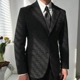 Aidase High Quality Temperament Gentleman Black Plaid Woolen Bleazer Coat  Autumn And Winter Thick Warm Single Breasted Top Retro Men aidase-shop