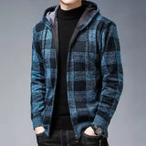 Aidase Knit Sweater Male Zipper Plaid Men's Clothing Cardigan Hoodies Zip-up Thick Winter Red Tops Jumpers Casual Stylish Hot aidase-shop