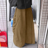 AIDASE  -  Men Pants Solid Color Elastic Waist Joggers Casual Ruffle Trousers Men Streetwear Loose Fashion Male Wide Leg Pants aidase-shop