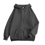 AIDASE  -  Unisex Hooded Sweatshirts Zippered Solid Color Sweatshirts Loose Trendy Couple Hoodie Jackets Hoodie for Men plus Size aidase-shop