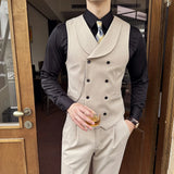 Aidase High Quality Autumn Double Breasted Suit Vest Men Business Formal Sleeveless Vest Slim Fit Wedding Groom Banquet Party Waistcoat aidase-shop