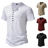 AIDASE  -  Men's Henry casual fashion basic short sleeve fashion pullover T-shirt aidase-shop