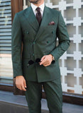 AIDASE  -  Business Striped Mens Wedding Tuxedos Peaked Lapel Double Breasted  Groom Wear Party Birthday Pants Suits 2 Pieces Customized aidase-shop