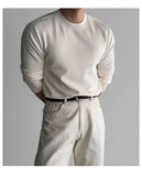 AIDASE  -  Korean Style Elegant Gentleman Crew Neck Sweater Autumn Winter All-Match Slim Knitted Pullover, Business Soft Warm Knit Base Top aidase-shop