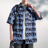 Aidase Summer Men Letter Printed Shirts Hawaiian Loose Shirts Short Sleeve Beach Loose Tops Blouse Streetwear Dress Clothing aidase-shop