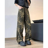 AIDASE  -  Loose Straight Leg American Sle Jeans Leopard Print Harlan Pants Men Women Trendy New Wide Leg Loose Fit High Street aidase-shop