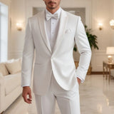 Aidase Gentlemen White Men's Suits Slim Fit One Button Peak Lapel Blazer Formal Wedding Tuxedos Custom Terno 2 Piece Jacket Pants Sets aidase-shop