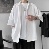 Aidase Half Sleeve Shirts Men Clothing All-match Ulzzang Fashion Students Handsome Summer Thin Casual Simply Baggy Hemden Pure Color aidase-shop