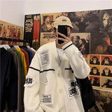 Aidase Cardigan Sweater Men's Korean Style Trendy Brand Loose Letter Knit Sweater Hong Kong Style Versatile Student Sweater Jacket aidase-shop