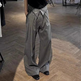 AIDASE  -  Men's High-Waist Striped Pleated Pants Slight Flare Straight Leg Embroidery Large Pockets Flowing Sash for Spring/Autumn aidase-shop