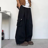 AIDASE  -  Men's Cargo Pants 2025 Summer New Simple Trendy Drawstring Solid Color Loose Casual Straight-leg Male Trousers 21E6956 aidase-shop
