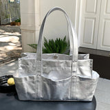 AIDASE  -  Korean Casual Tote Bags For Women Luxury Designer Handbags Purses New In PU Oil Wax Leather Rivet Multiple Pockets Shoulder aidase-shop