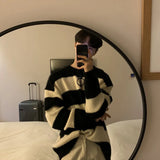 Knitted Light Luxury Pullovers Sweater Men Casual Striped Vintage Loose O Neck Solid Color Long Sleeve Coat Streetwear aidase-shop