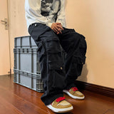 Aidase Multi-pockets Cargo Pants Harajuku Streetwear Casual Tooling Pant Men's Hip-hop Mopping Trousers Vintage Daily Wide Leg Pants