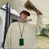 Aidase Knit Sweater Male Crewneck Round Collar Pink Men's Clothing Pullovers Solid Color Plain Korean Style Y2k Streetwear Fashion 2024 aidase-shop