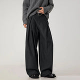 AIDASE  -  Old Fashion A Line Trousers With A Draped Textured Finish; Men's Casual Straight Leg Trousers. Foam aidase-shop
